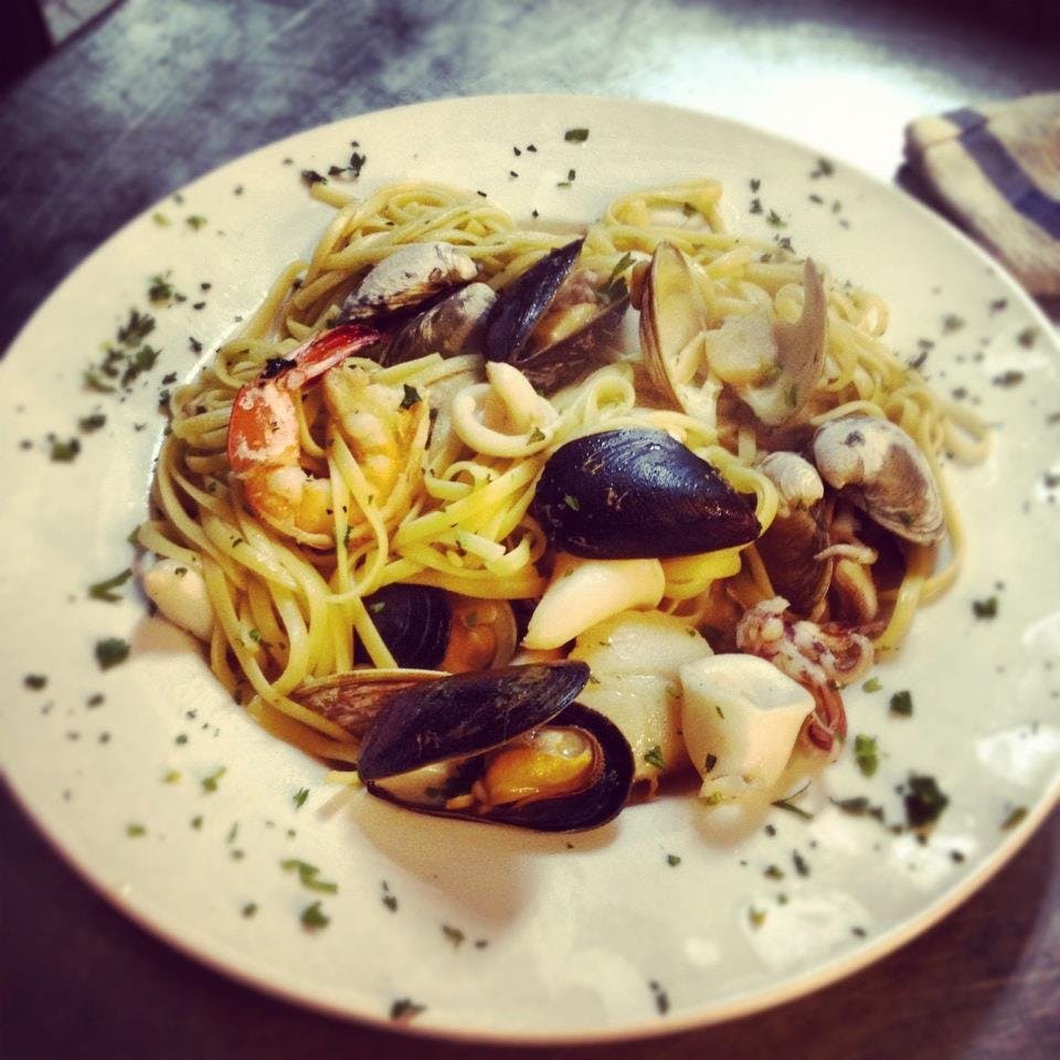 Order Seafood Pescatore - Entree food online from Arosso store, Fairless Hills on bringmethat.com