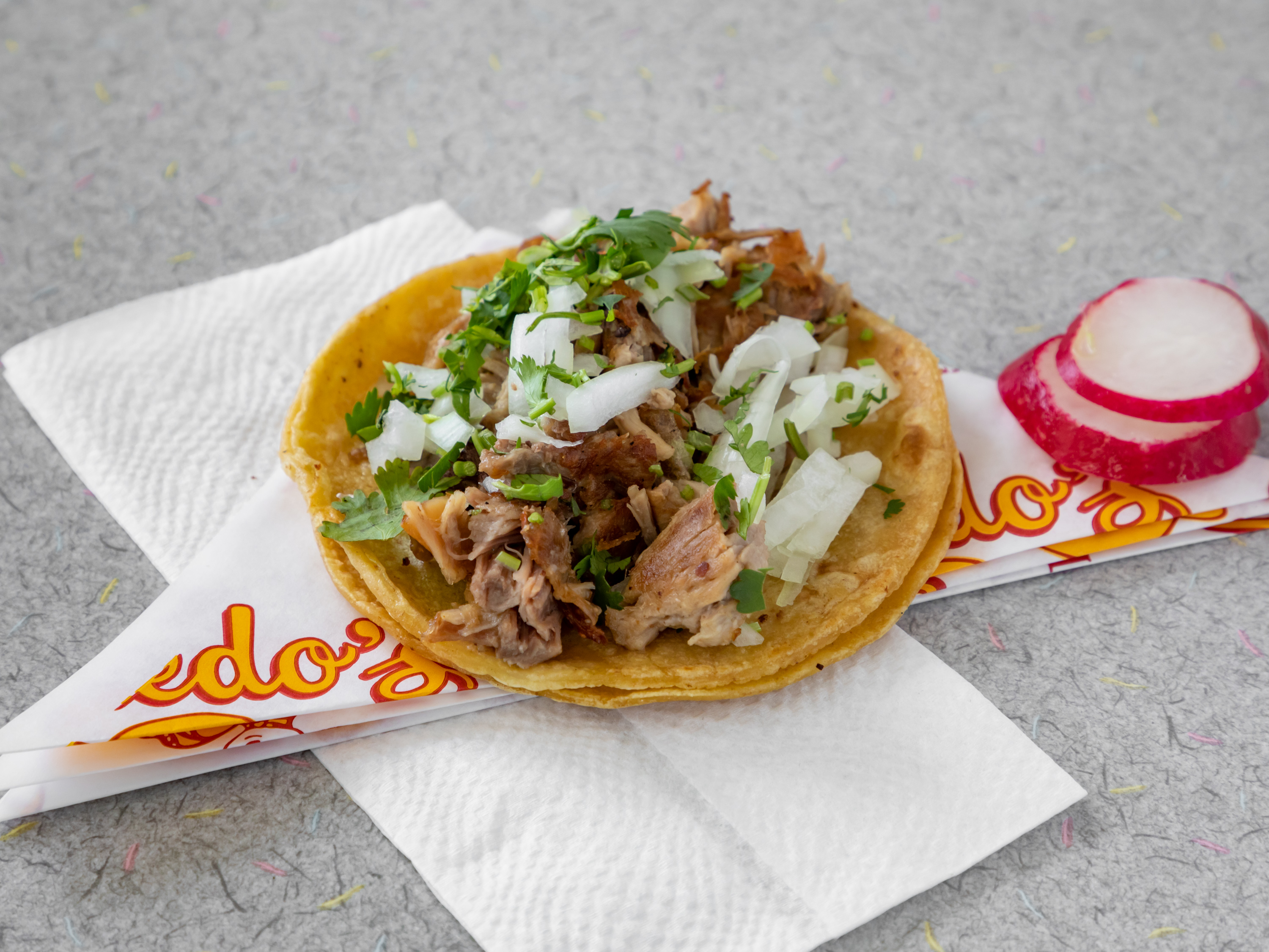 Order Carnitas Taco food online from Alfredo Mexican Food store, los angeles on bringmethat.com