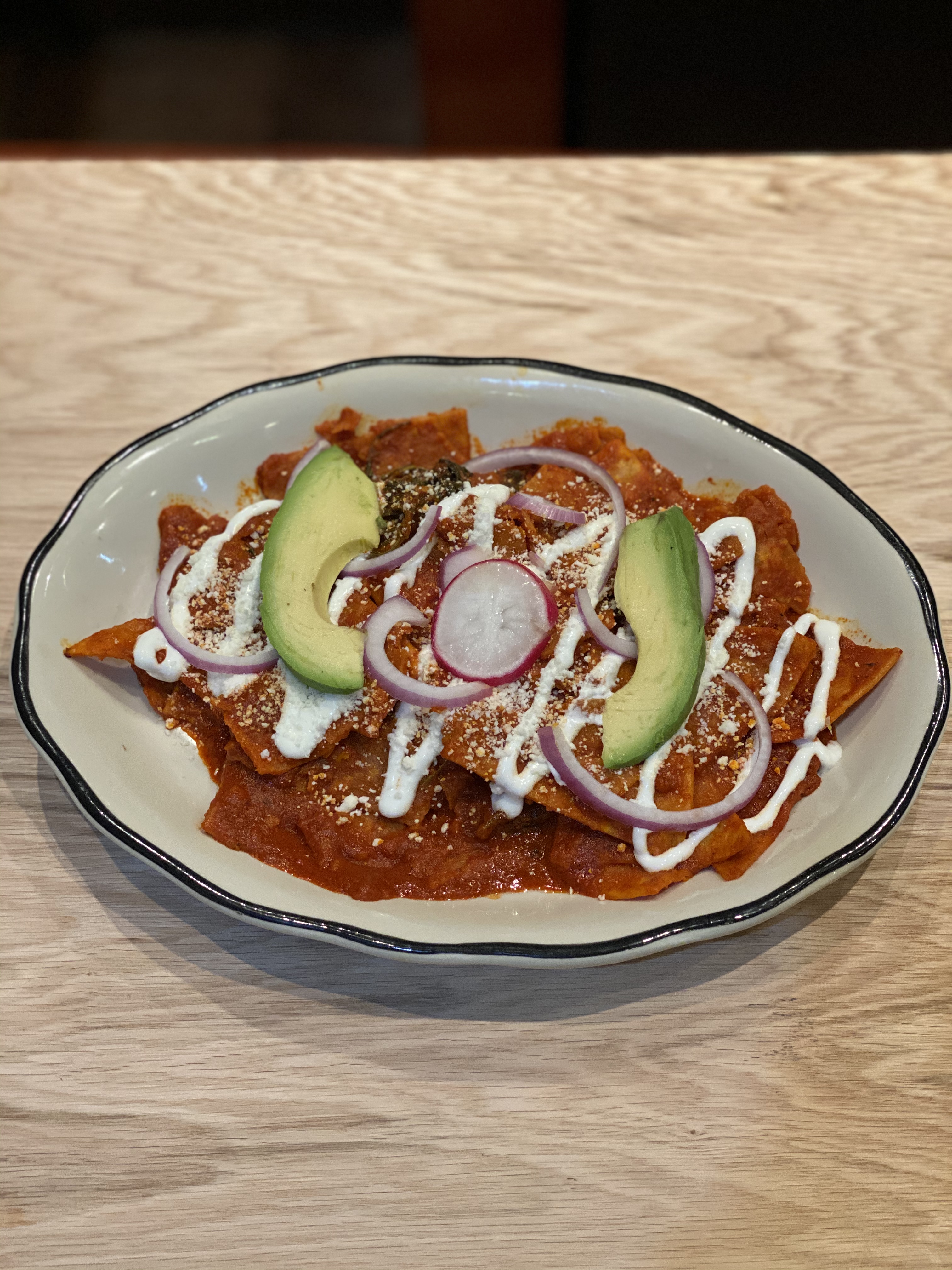 Order Chilaquiles Roja  food online from Puebla Seafood store, Jackson Heights on bringmethat.com