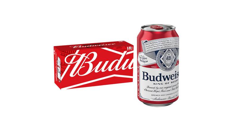 Order Budweiser Can 50% Abv - Pack Of 18 food online from Waldi Discount Liquor store, Ansonia on bringmethat.com