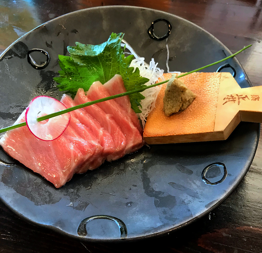Order Toro Sashimi (Fatty Blue Fin Belly)  food online from Moto Azabu Sushi Bar & Grill store, Marina Del Rey on bringmethat.com