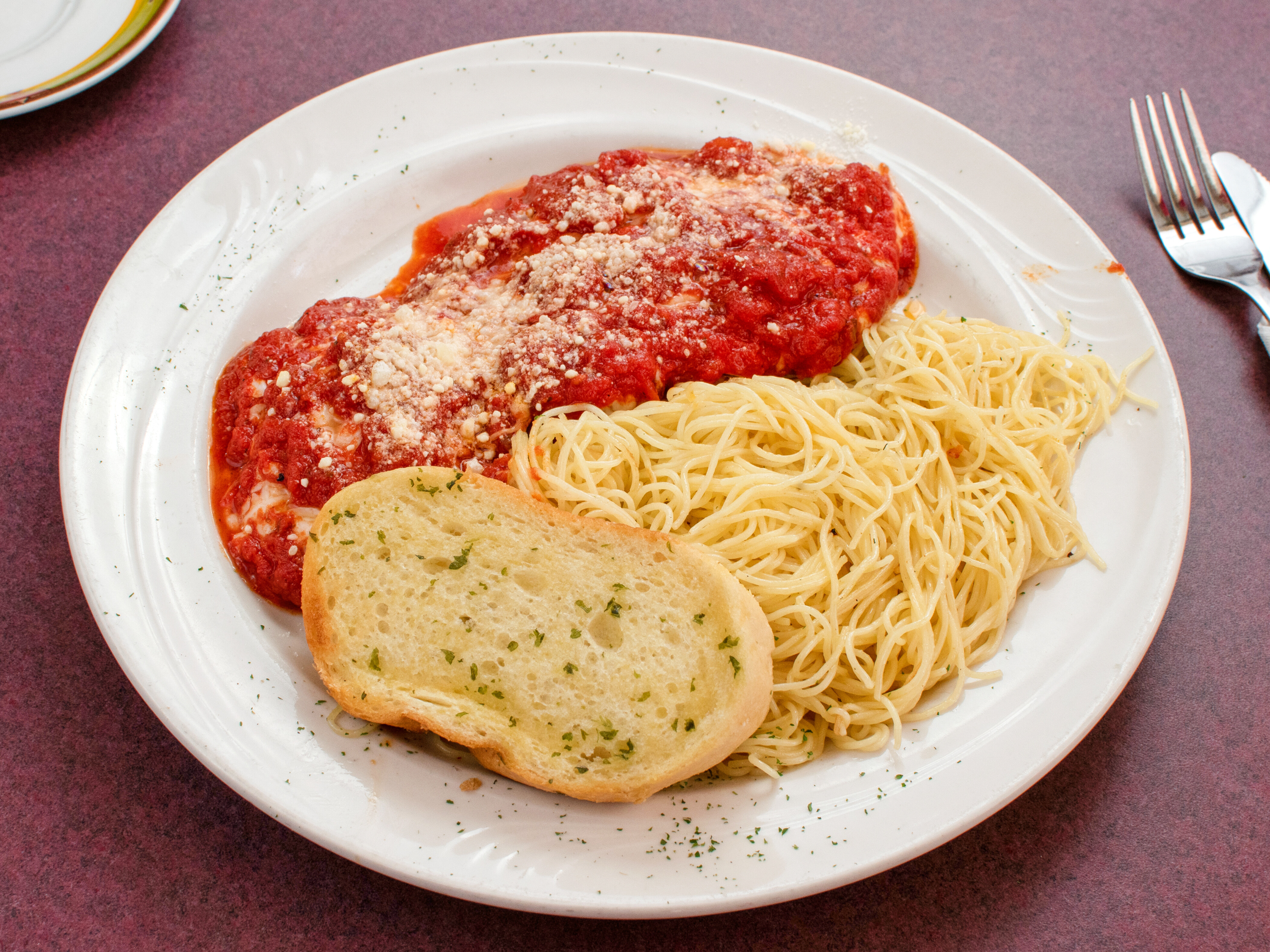 Order Veal Parmigiana food online from Alfredo's Mediterranean Grille and Steakhouse store, Charles Town on bringmethat.com