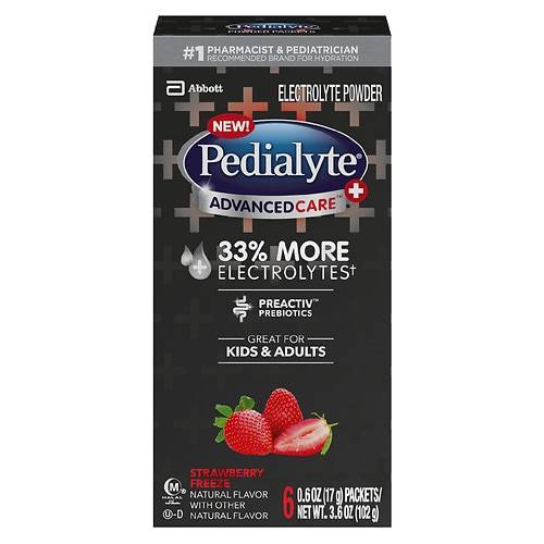 Order Pedialyte Electrolyte Powder Strawberry Freeze - 0.6 oz x 6 pack food online from Walgreens store, Litchfield Park on bringmethat.com