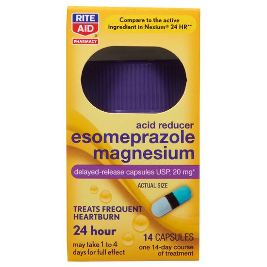 Order Rite Aid Esomeprazole Magnesium Antacids Capsules (14 ct) food online from Rite Aid store, Canal Fulton on bringmethat.com