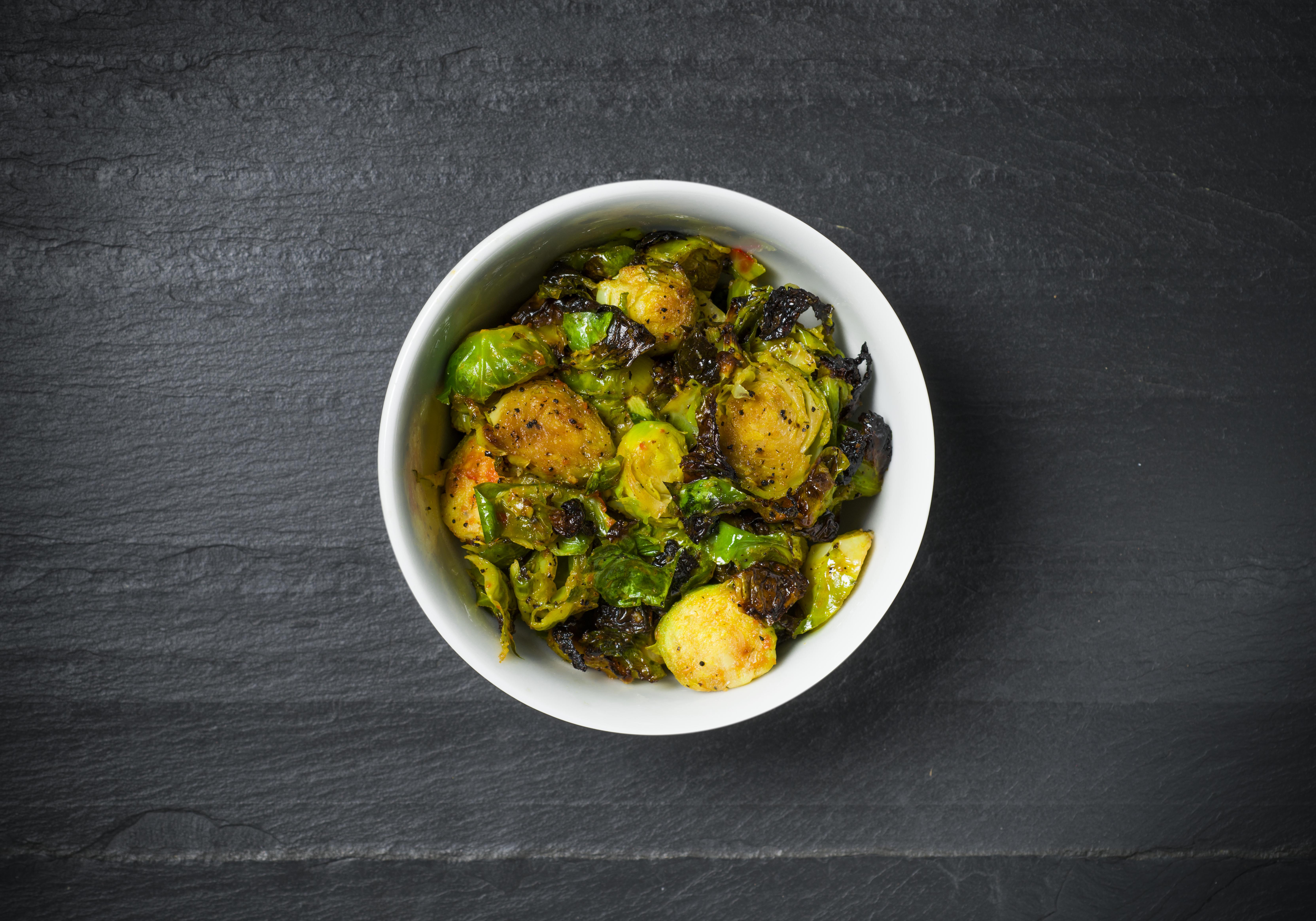 Order Maple-Sriracha Brussels Sprouts (V, GF) food online from Quality Greens Kitchen store, Hoboken on bringmethat.com