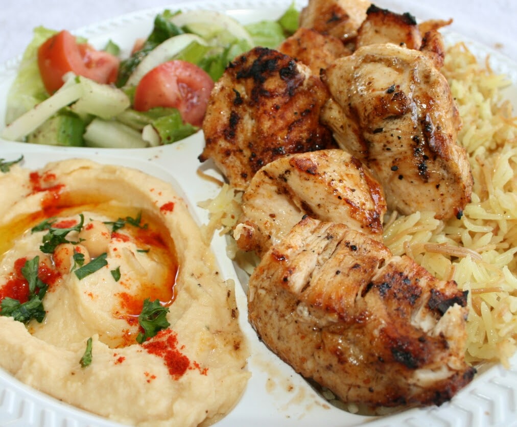 Order Chicken Kabob Plate food online from Zaytoon's Kabob store, Garden Grove on bringmethat.com