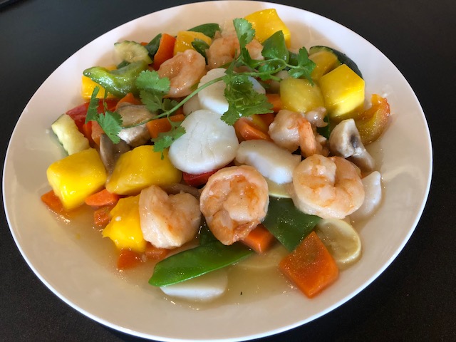Order Mango Shrimp and Scallops food online from Zume Asian Cuisine store, Denver on bringmethat.com