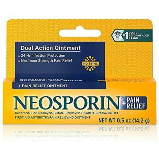 Order Neosporin Ointment + Pain Relief - 0.5 oz food online from IV Deli Mart store, Goleta on bringmethat.com