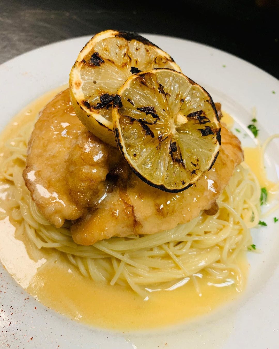 Order Chicken Francaise - Entree food online from Scatori's Pizzeria & Italian Restaurant store, Myrtle Beach on bringmethat.com