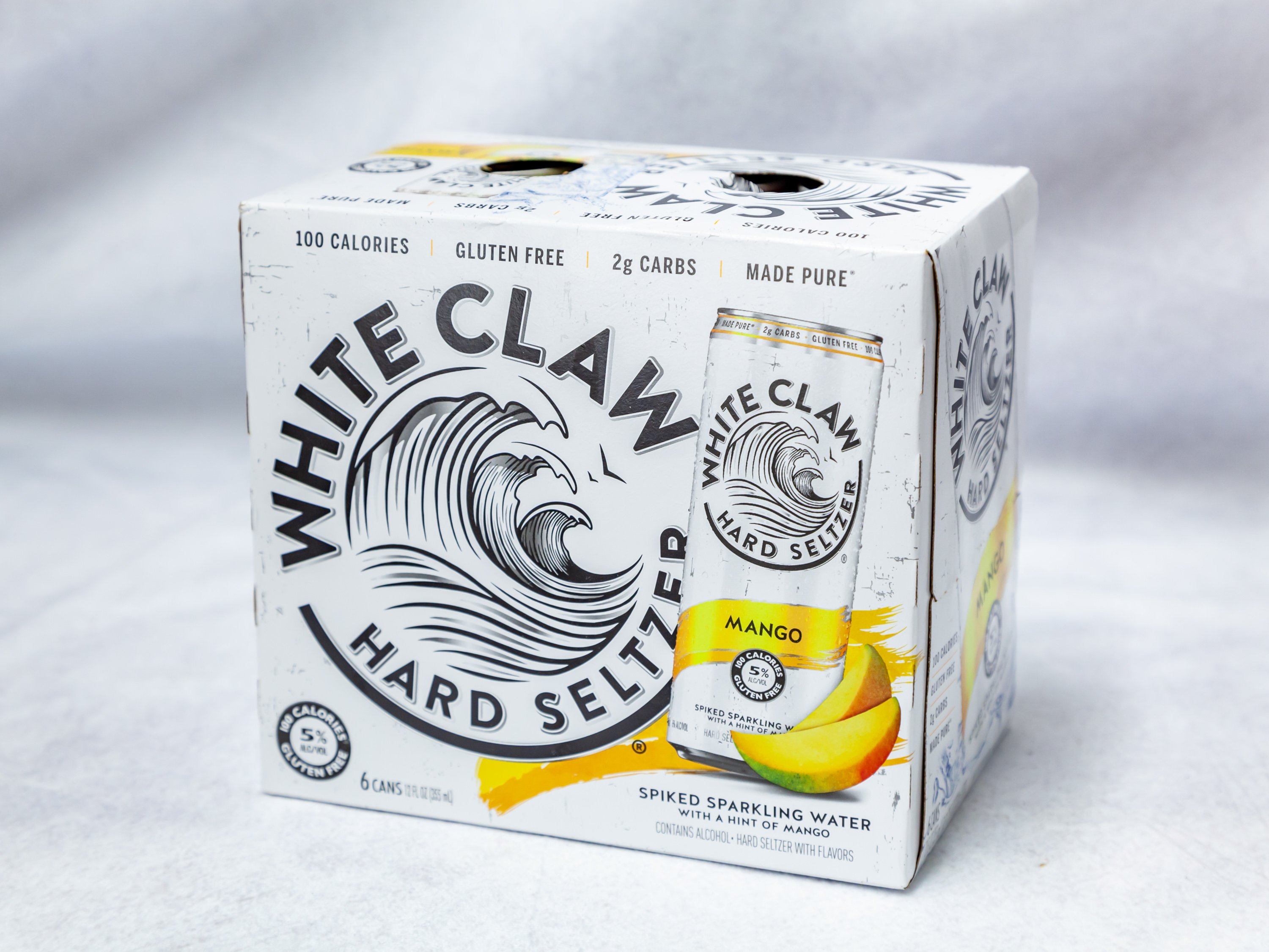 Order 6 Pack Can White Claw Mango Spiked Sparkling Beer food online from Gallaghers Drive-In Liquor store, Oakland on bringmethat.com