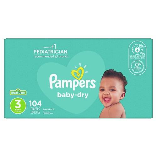 Order Pampers Baby Dry Extra Protection Diapers Super Pack Size 3 - 104.0 ea food online from Walgreens store, Carpentersville on bringmethat.com