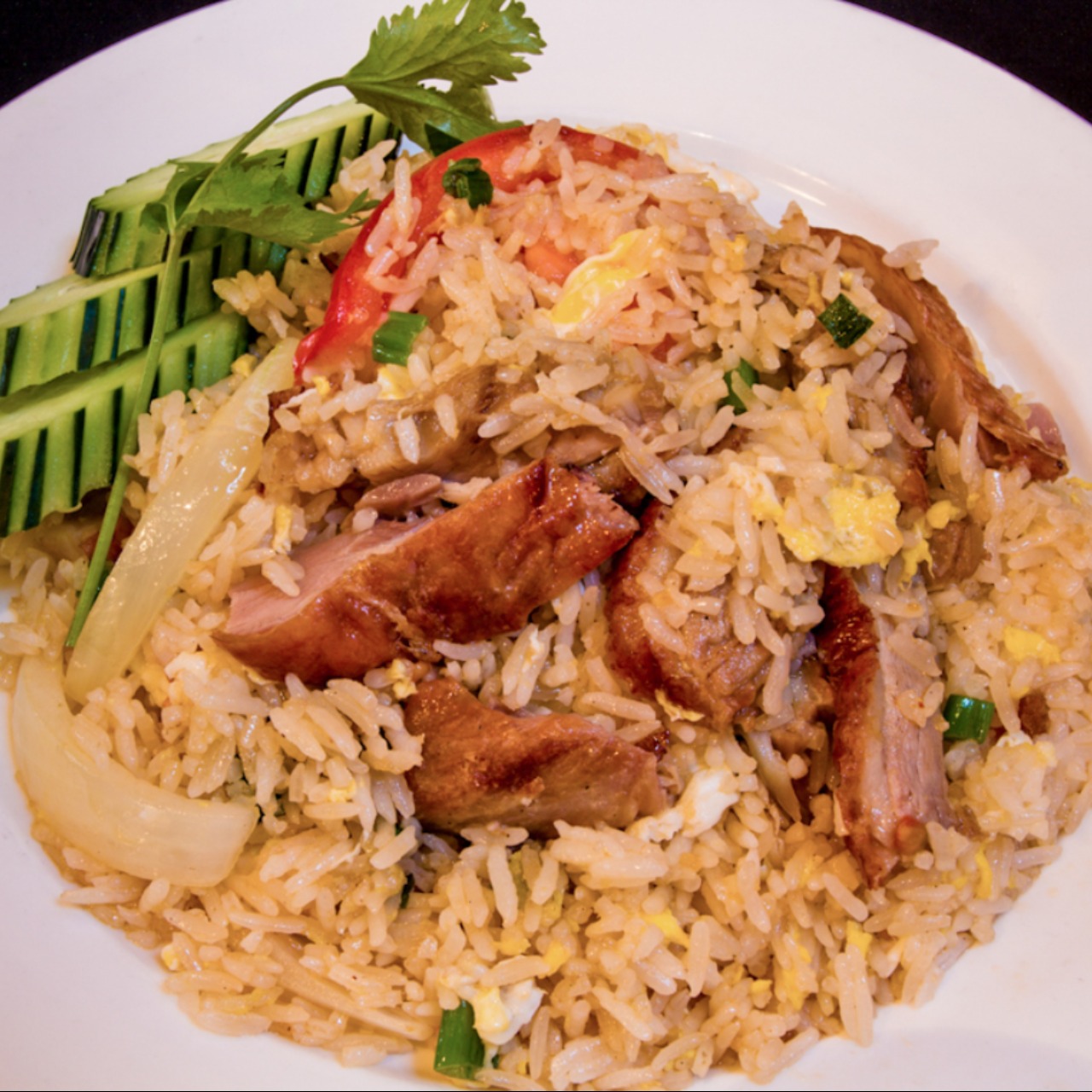 Order 37. Roast Duck Fried Rice food online from Chabaa Thai Cuisine store, San Francisco on bringmethat.com