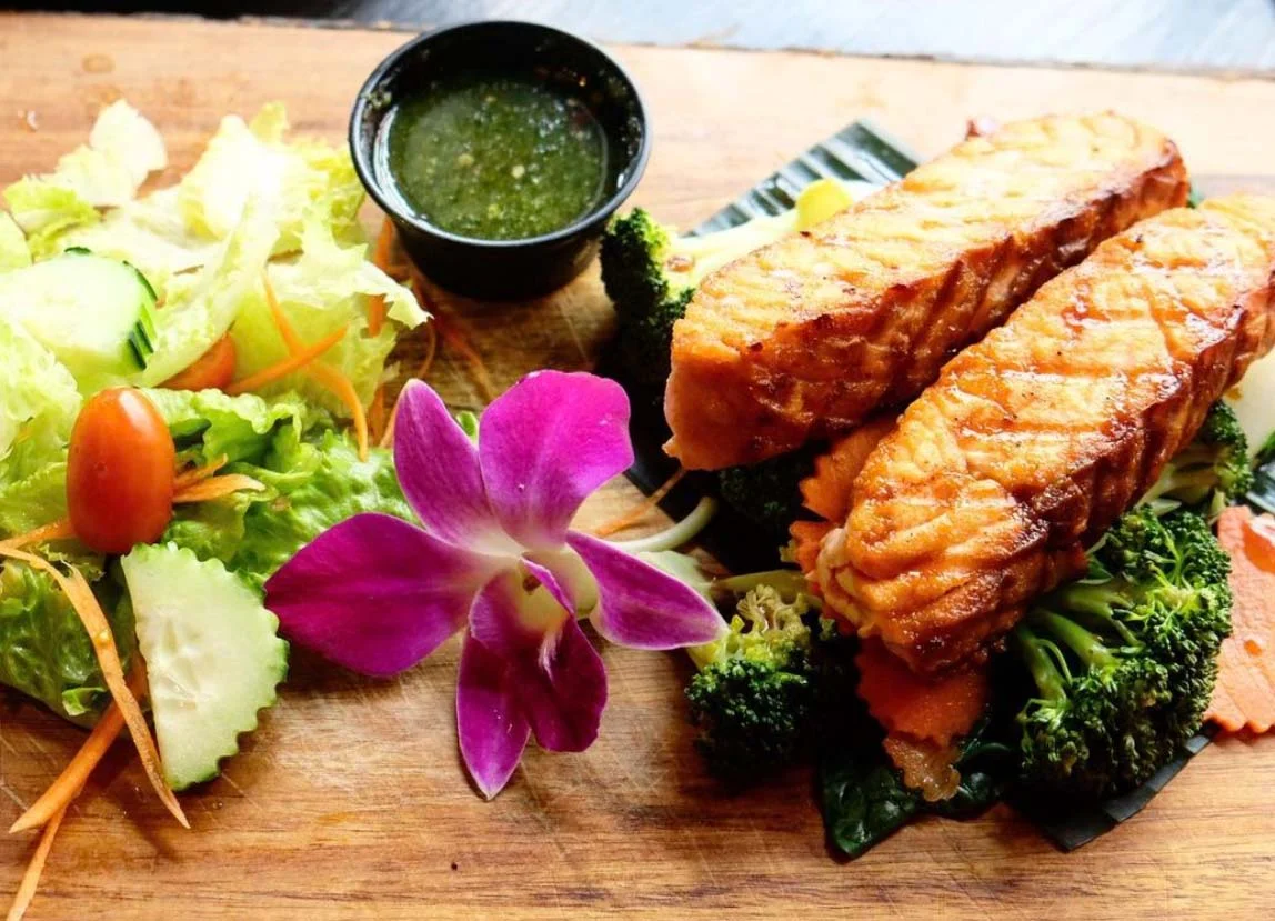 Order Grilled Salmon food online from Monkey Thai Restaurant And Bar store, Alameda on bringmethat.com