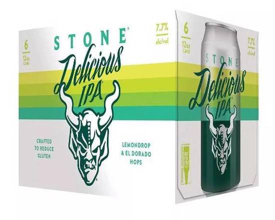 Order Stone Delicious IPA Beer - 6pk/12 fl oz Cans (7.7% ABV) food online from Starway Liquor store, Bell Gardens on bringmethat.com