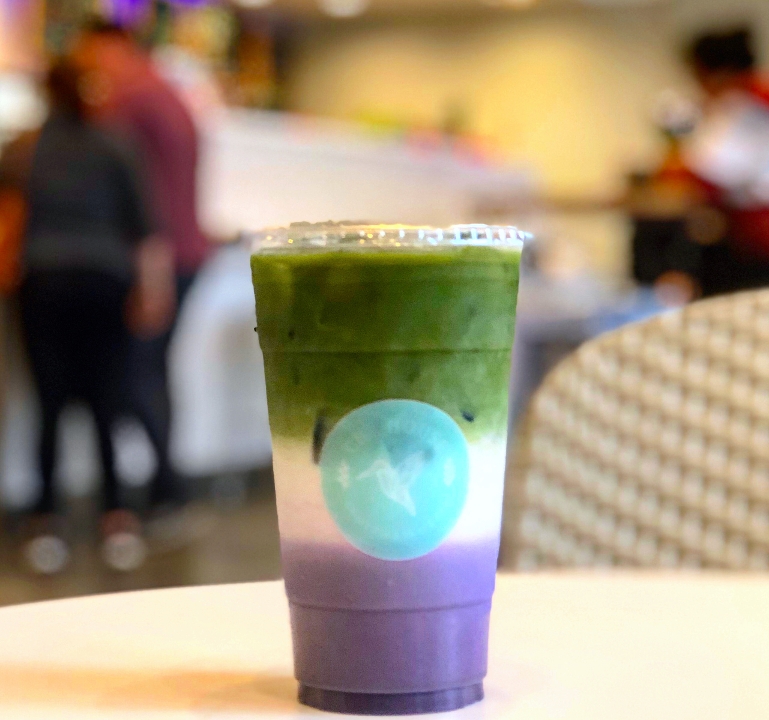 Order Taro Matcha Latté (COLD ONLY) food online from Cha House Raleigh store, Raleigh on bringmethat.com