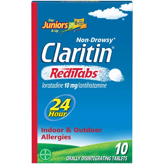 Order Claritin RediTabs 24 Hour Allergy Medicine Non-Drowsy Tablets for Juniors 10 mg (1 ct) food online from Rite Aid store, Mckinleyville on bringmethat.com