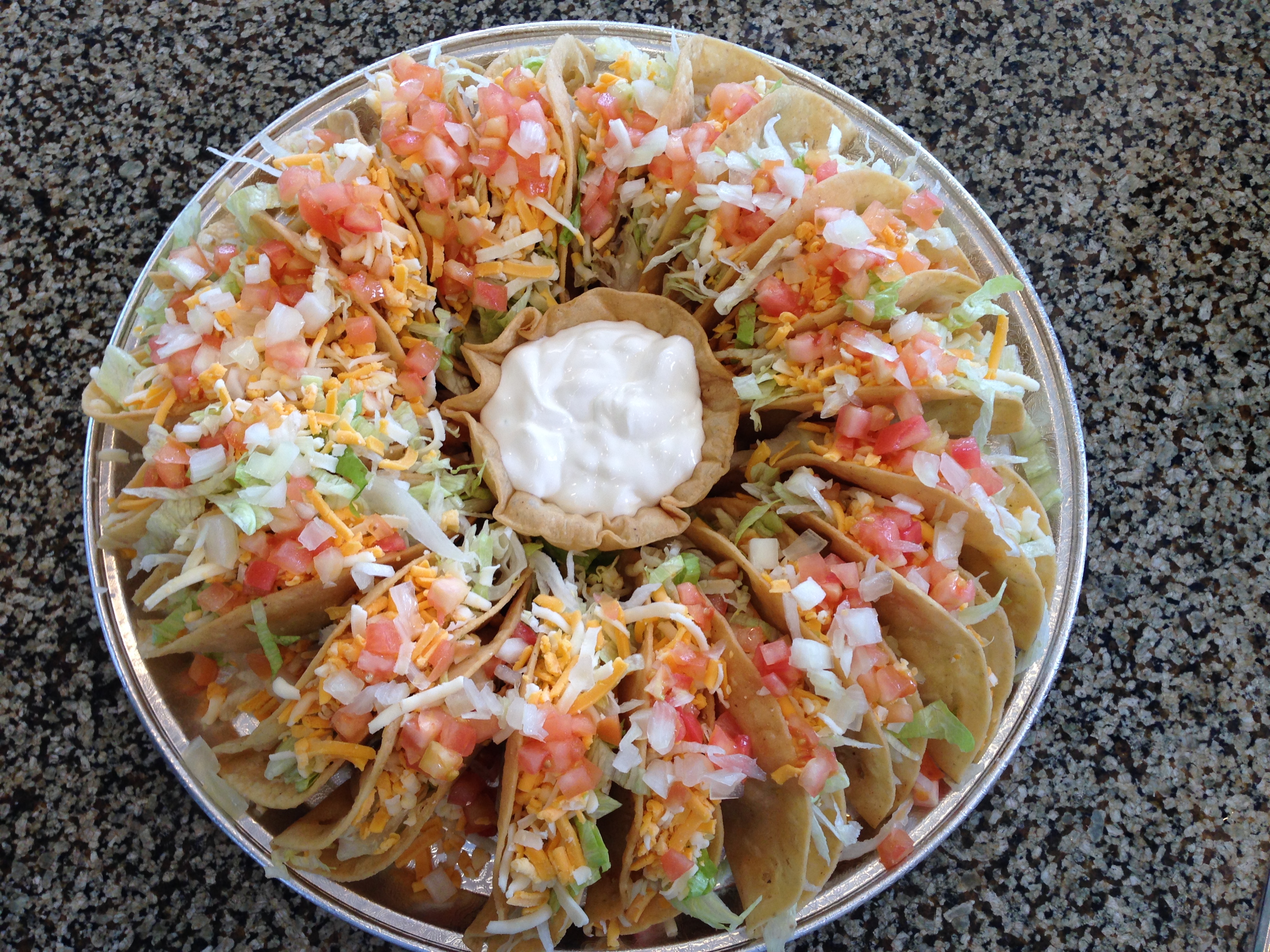 Order 20 - 21 Hard Shell Taco Party Wheel  food online from Burrito Factory store, Sunland on bringmethat.com