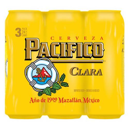 Order Pacifico Clara Cans - 24 oz Cans/3 Pack food online from Bottle Shop & Spirits store, Los Alamitos on bringmethat.com