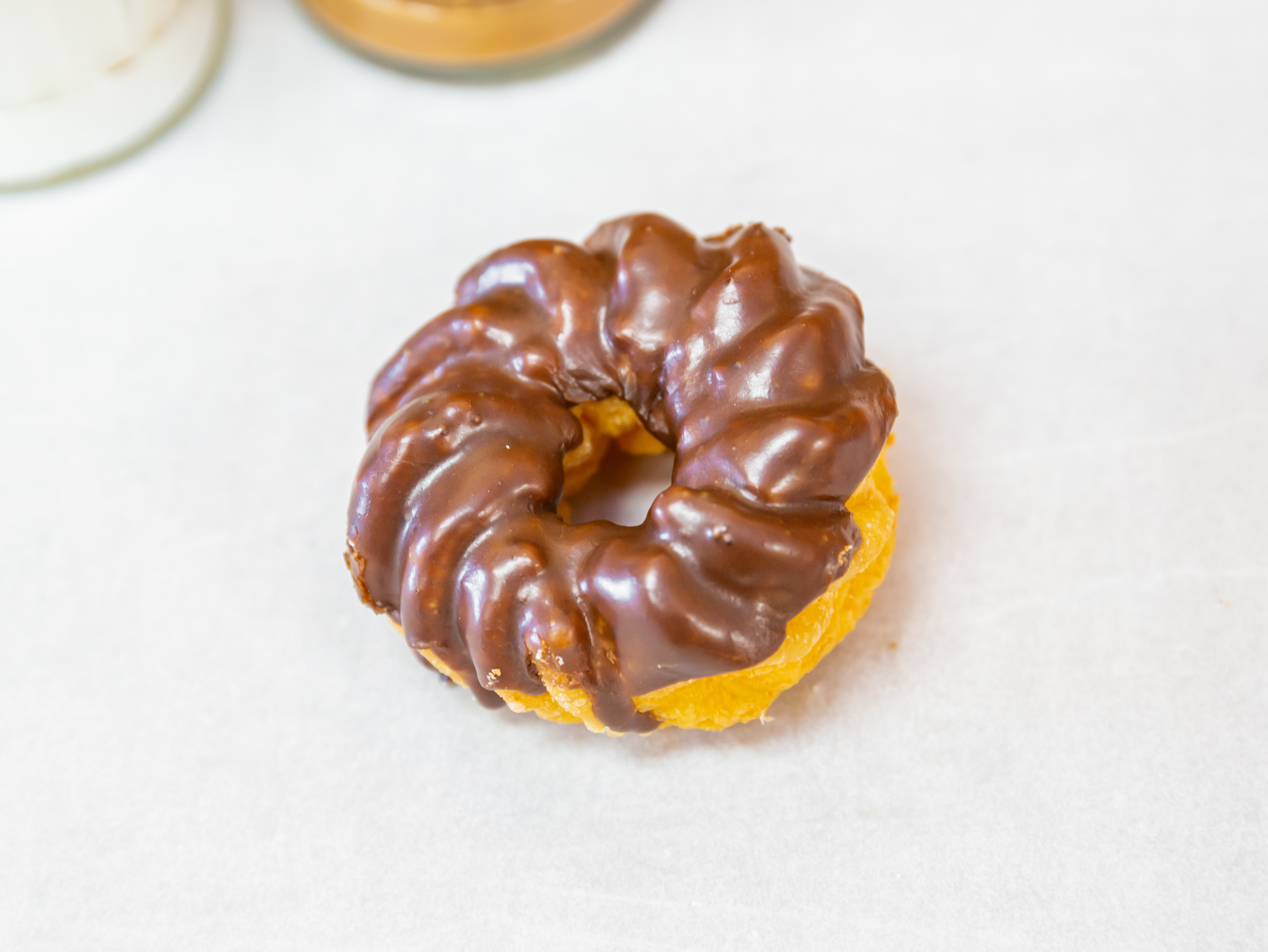 Order French Cruller Donut with Chocolate Icing food online from Jax Donut House store, Anaheim on bringmethat.com