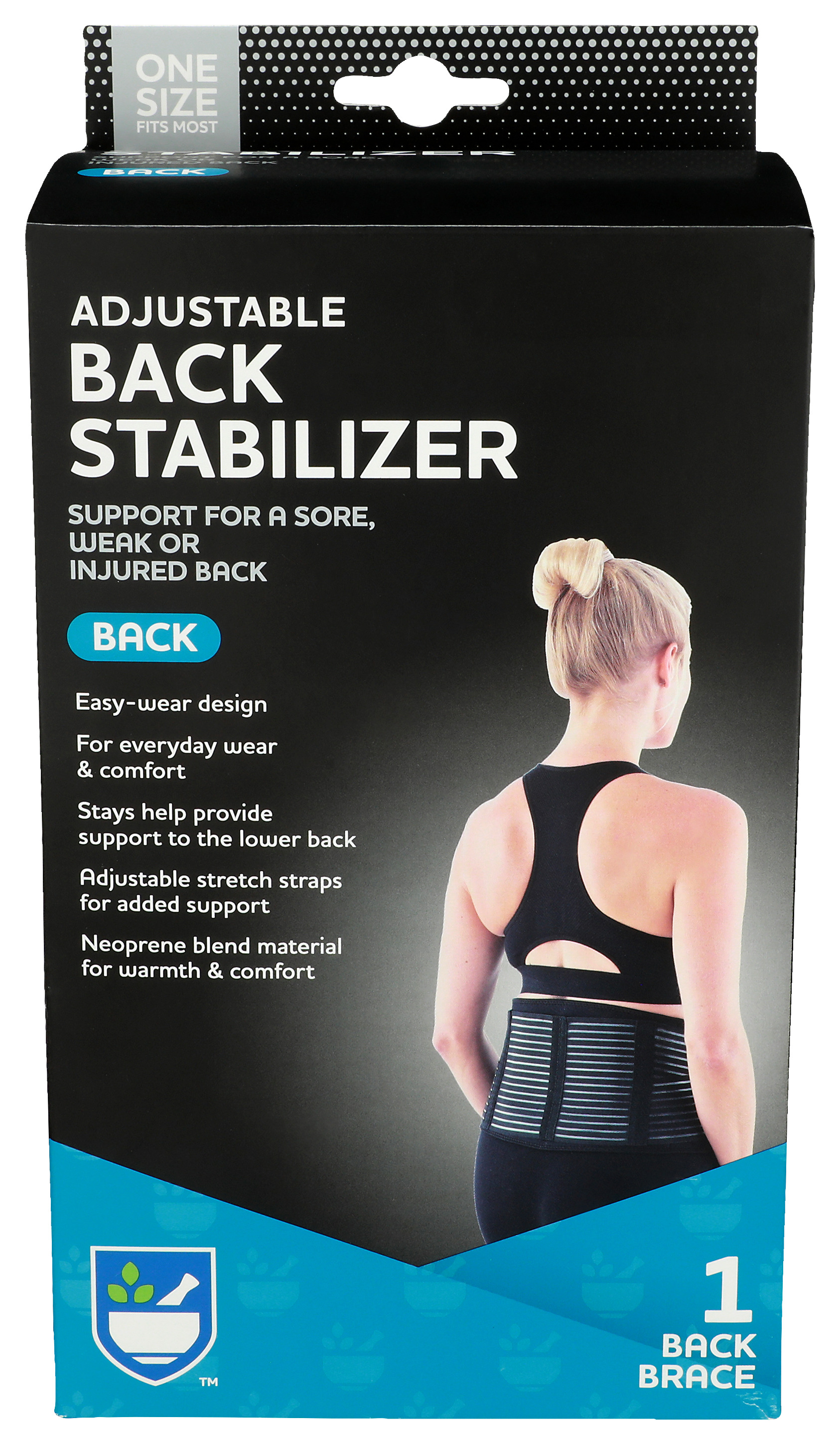 Order Rite Aid Adjustable Back Stabilizer, Back Brace with Adjustable Straps, One Size Fits Most - Pack of 1 food online from Rite Aid store, MILLER PLACE on bringmethat.com