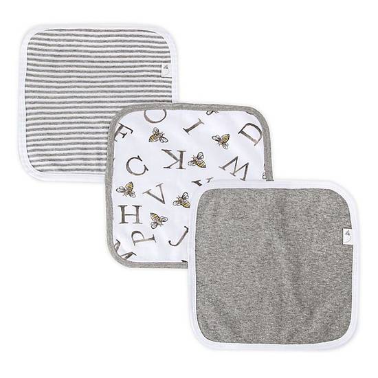 Order Burt's Bees Baby® 3-Pack Organic Cotton Washcloths in Heather Grey food online from Buybuy Baby store, Scarsdale on bringmethat.com