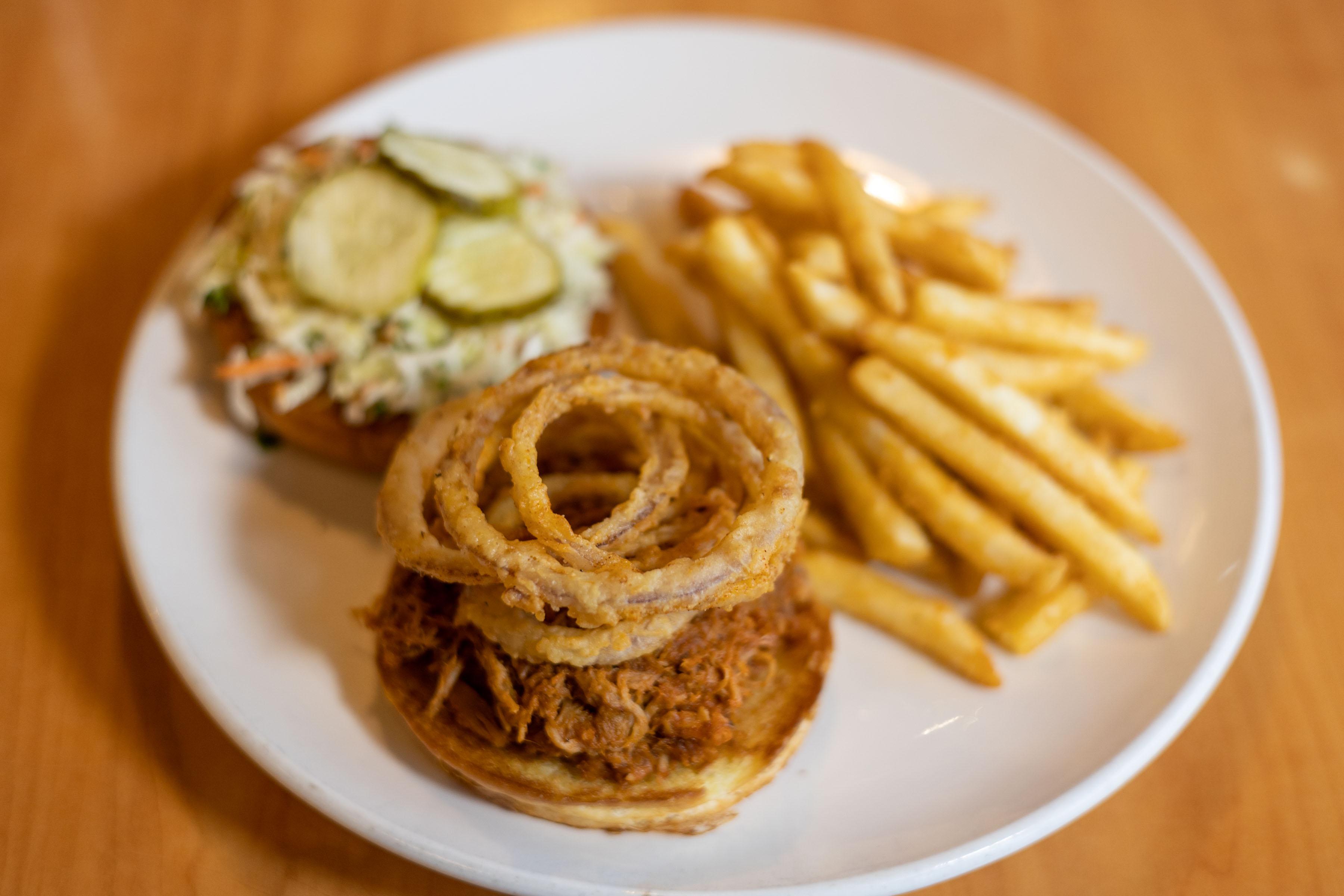 Order BBQ Pulled Pork Sandwich food online from Cafe Murrayhill store, Beaverton on bringmethat.com