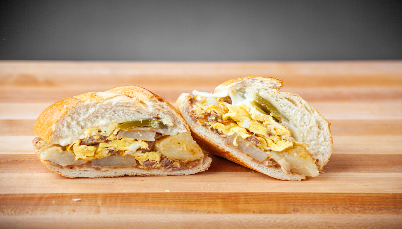 Order Carne Asada Breakfast Sandwich food online from Daydream Breakfast Burritos store, San Diego on bringmethat.com