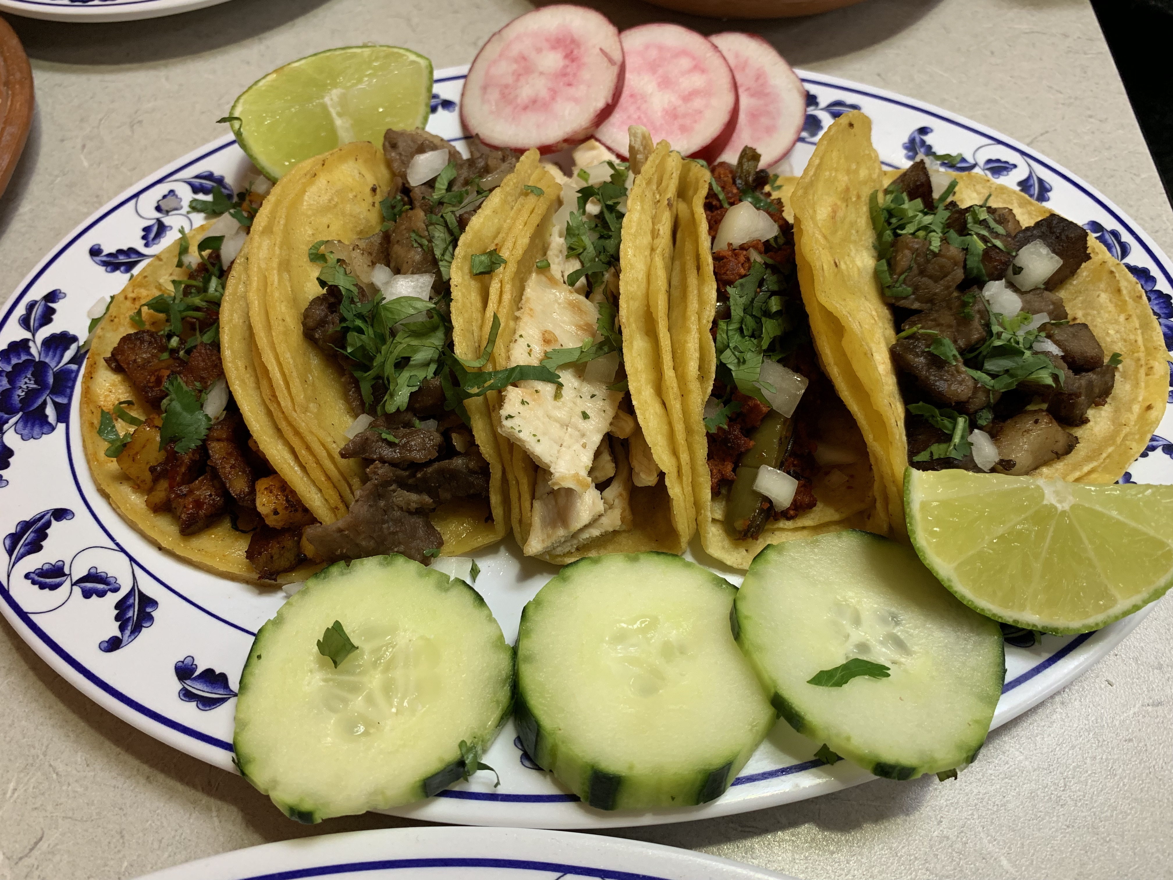 Order Suadero (Mexican Brisket) Tacos (5) food online from Rincon Mexicano store, Houston on bringmethat.com