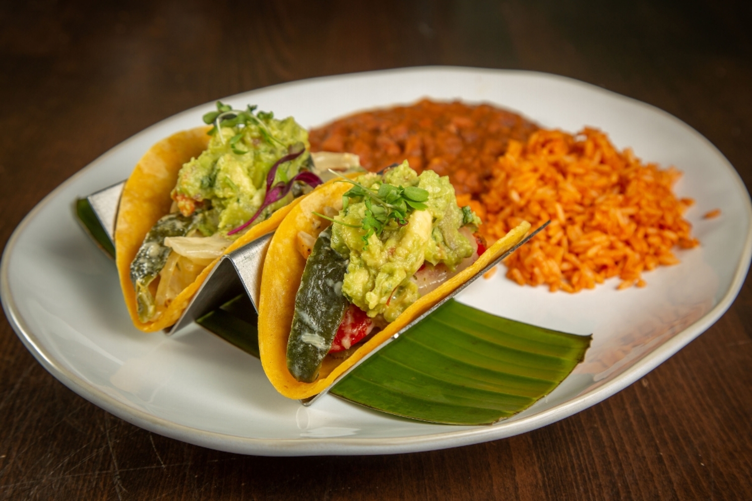 Order 2 Veggie Delight Tacos food online from Hussongs Cantina store, Las Vegas on bringmethat.com