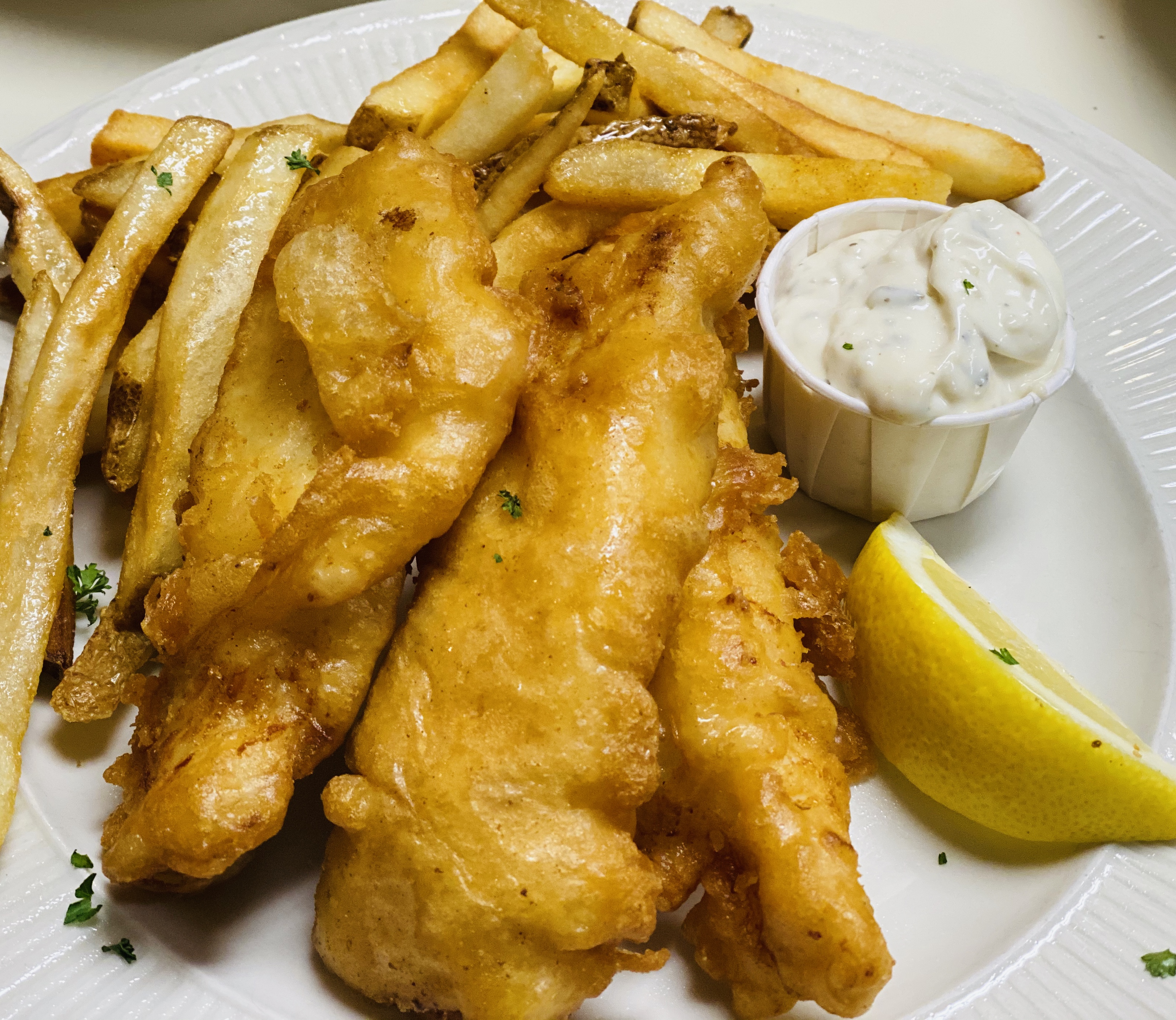 Order Fish and Chips Lunch food online from Tv Deli & Diner store, Trenton, MI on bringmethat.com