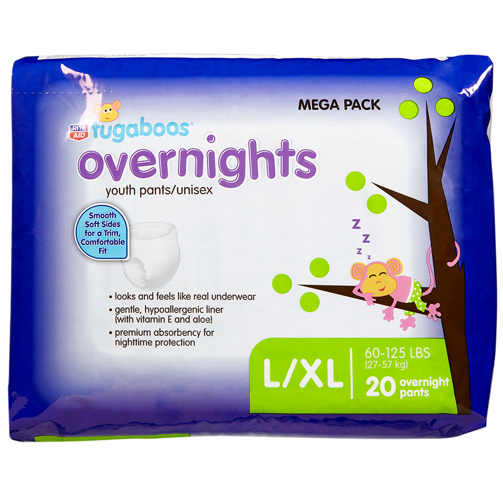 Order Rite Aid Tugaboos Overnights Youth Pants, Unisex, Size Large/Extra Large - 20 Count food online from Rite Aid store, MILLER PLACE on bringmethat.com