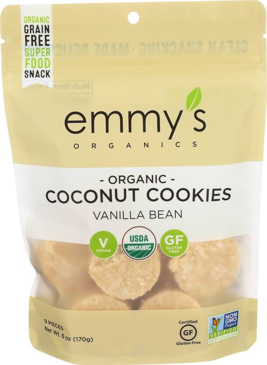 Order Emmy's Organics Organic Coconut Cookies Vanilla Bean (6 oz) food online from Rite Aid store, Yamhill County on bringmethat.com