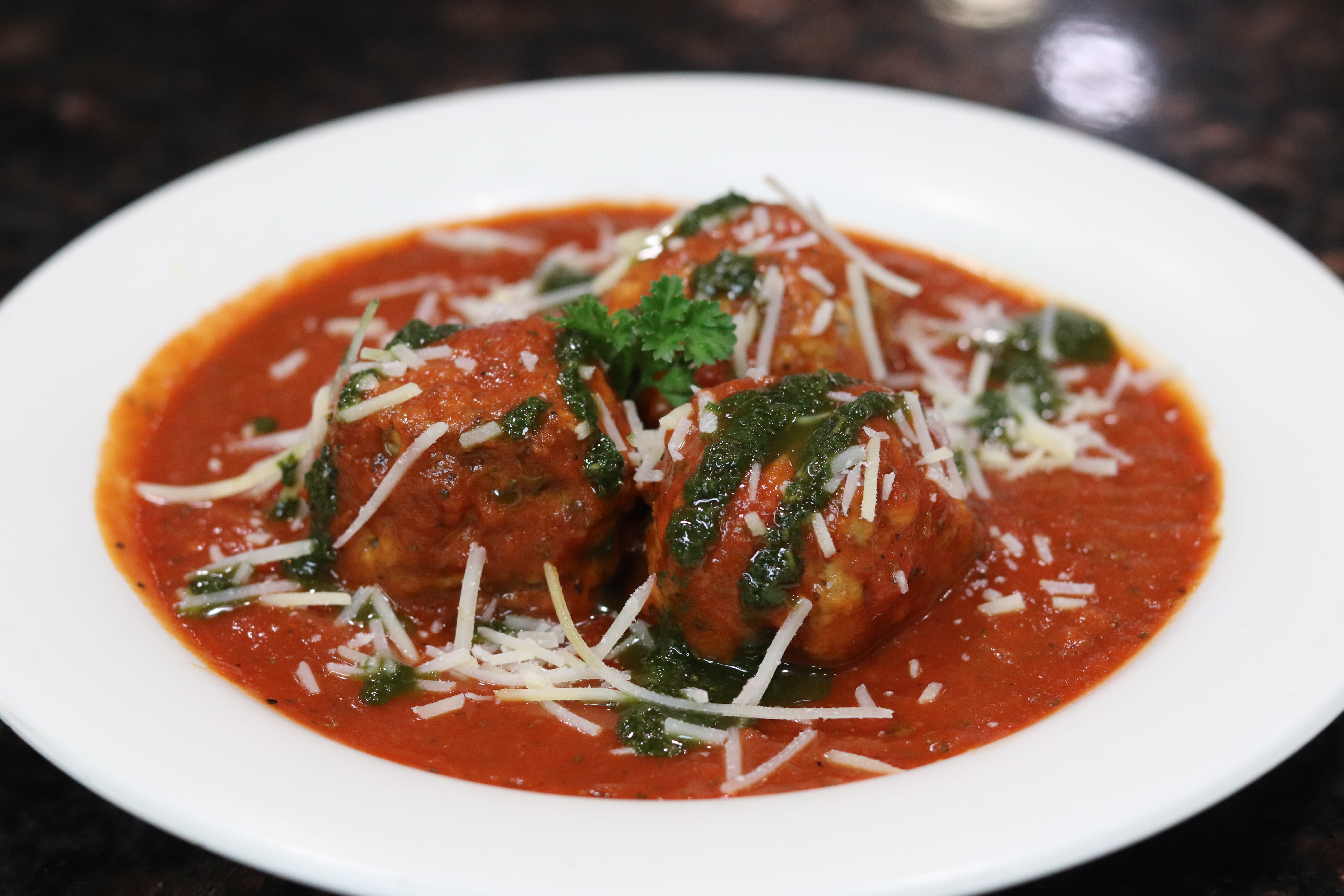 Order Polpettina Sicilian Meatball - Appetizer food online from The Village Grille store, Great Falls on bringmethat.com