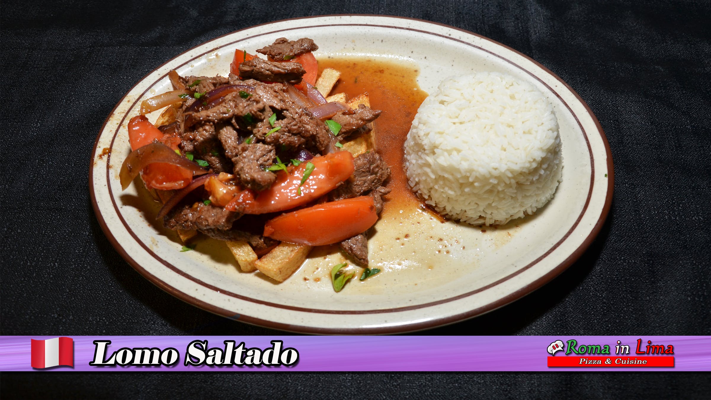 Order Lomo Saltado - Entree food online from Roma In Lima Pizza & Cuisine store, Immokalee on bringmethat.com