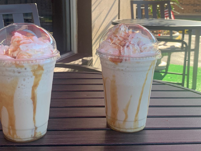 Order Frappe Caramel food online from San Remo Cafe Pizza store, Addison on bringmethat.com