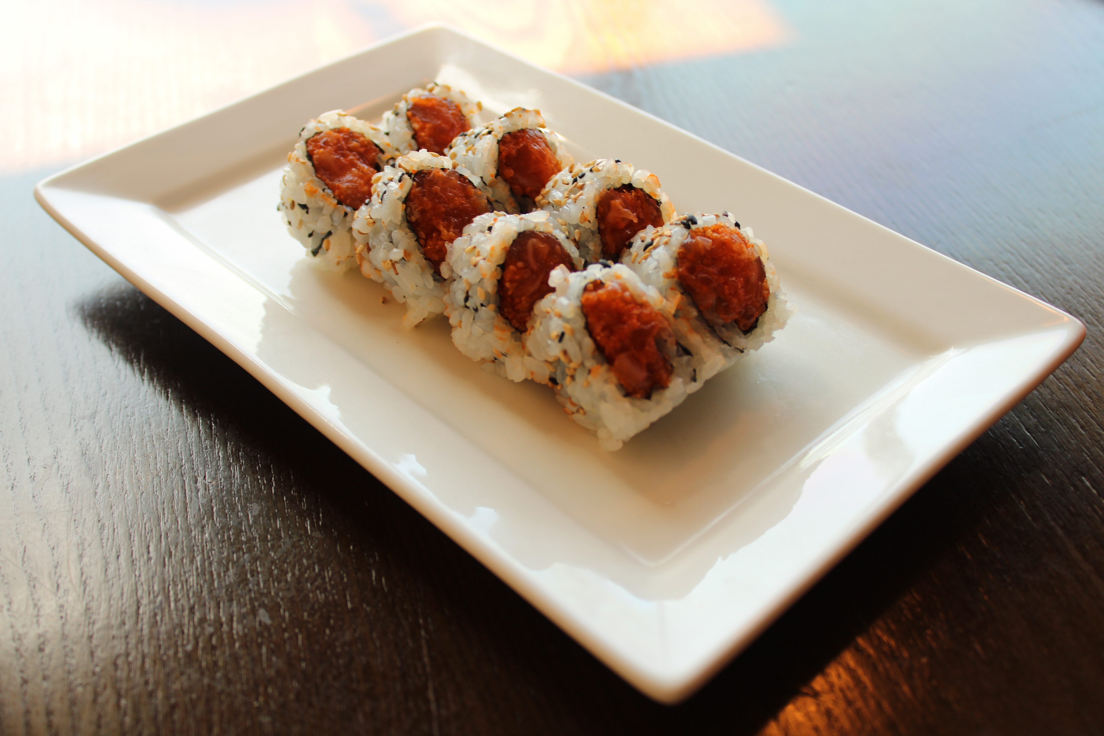 Order Spicy Salmon Roll food online from Sushi Snob store, Jacksonville on bringmethat.com