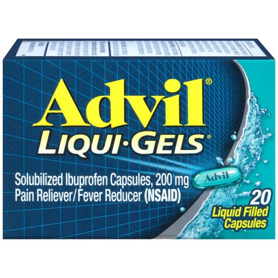 Order Advil Pain Reliever and Fever Reducer Liquigels with Ibuprofen 200 mg (20 ct) food online from Rite Aid store, PITTSBURGH on bringmethat.com