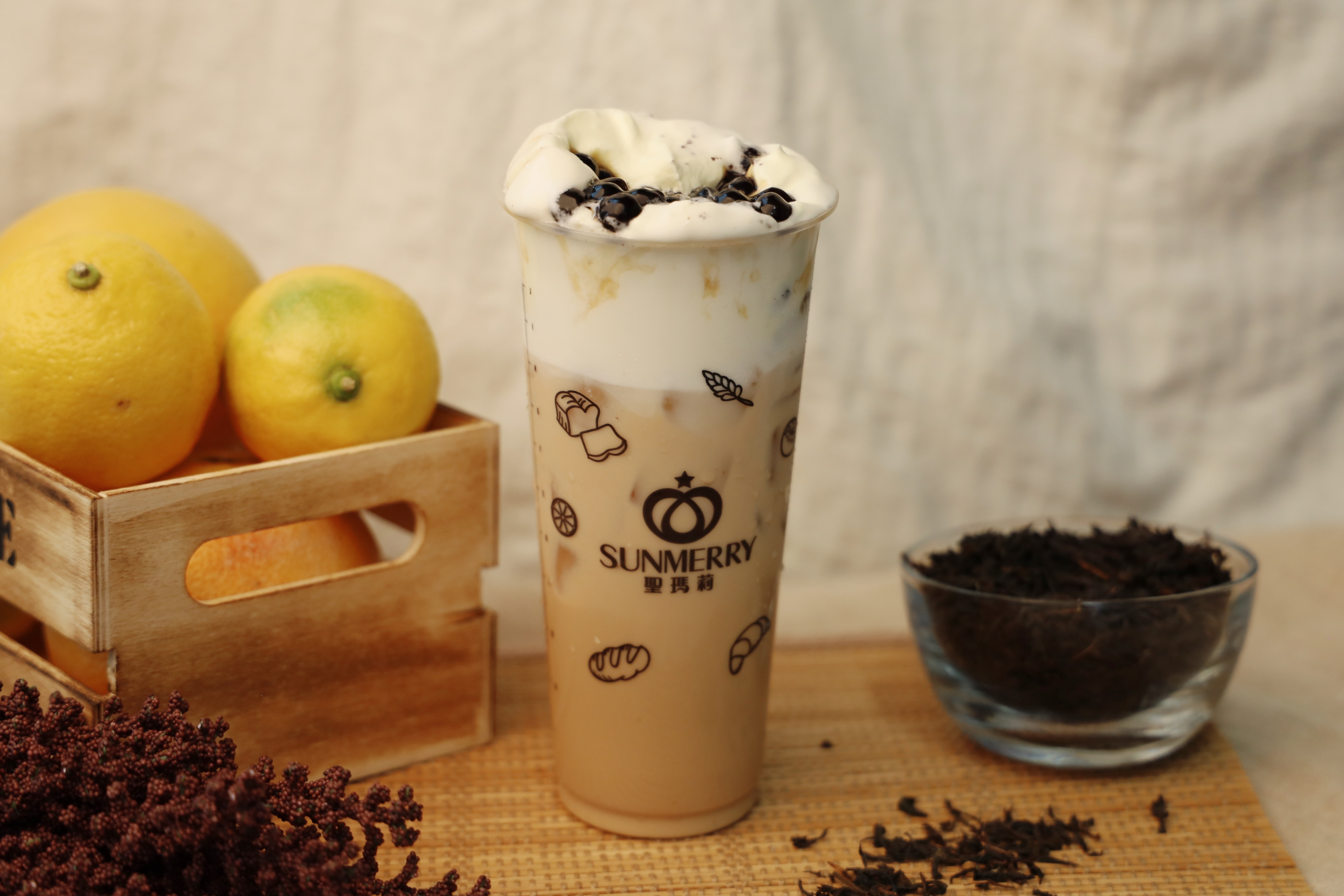 Order Boba Milk Tea with Puff Cream food online from Sunmerry Bakery store, Temple City on bringmethat.com