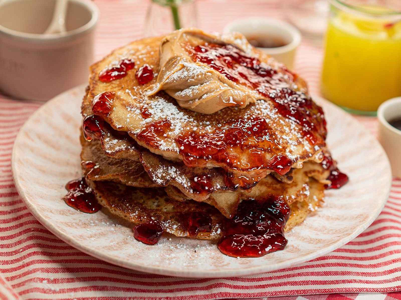 Order PB+J  Pancakes food online from Morning after Breakfast store, Redondo Beach on bringmethat.com