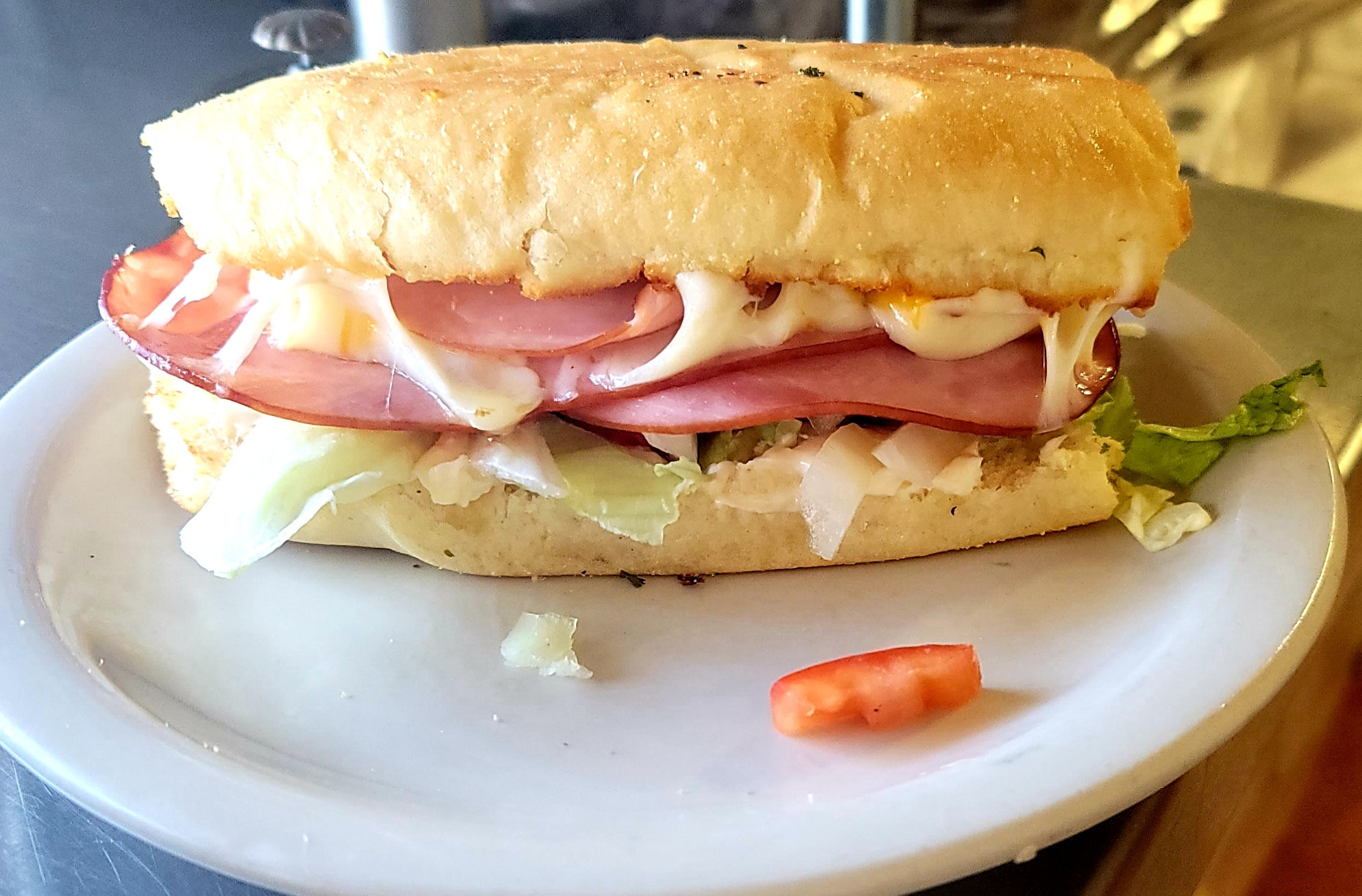 Order Ham & Cheese Po Boy Sandwich - Half food online from The Pizza Den store, Hoxie on bringmethat.com