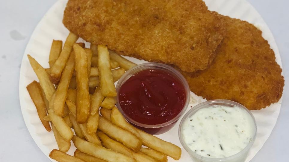 Order Flounder Fillet (2 Pcs with Fries) food online from NY Famous Deli store, Bronx on bringmethat.com
