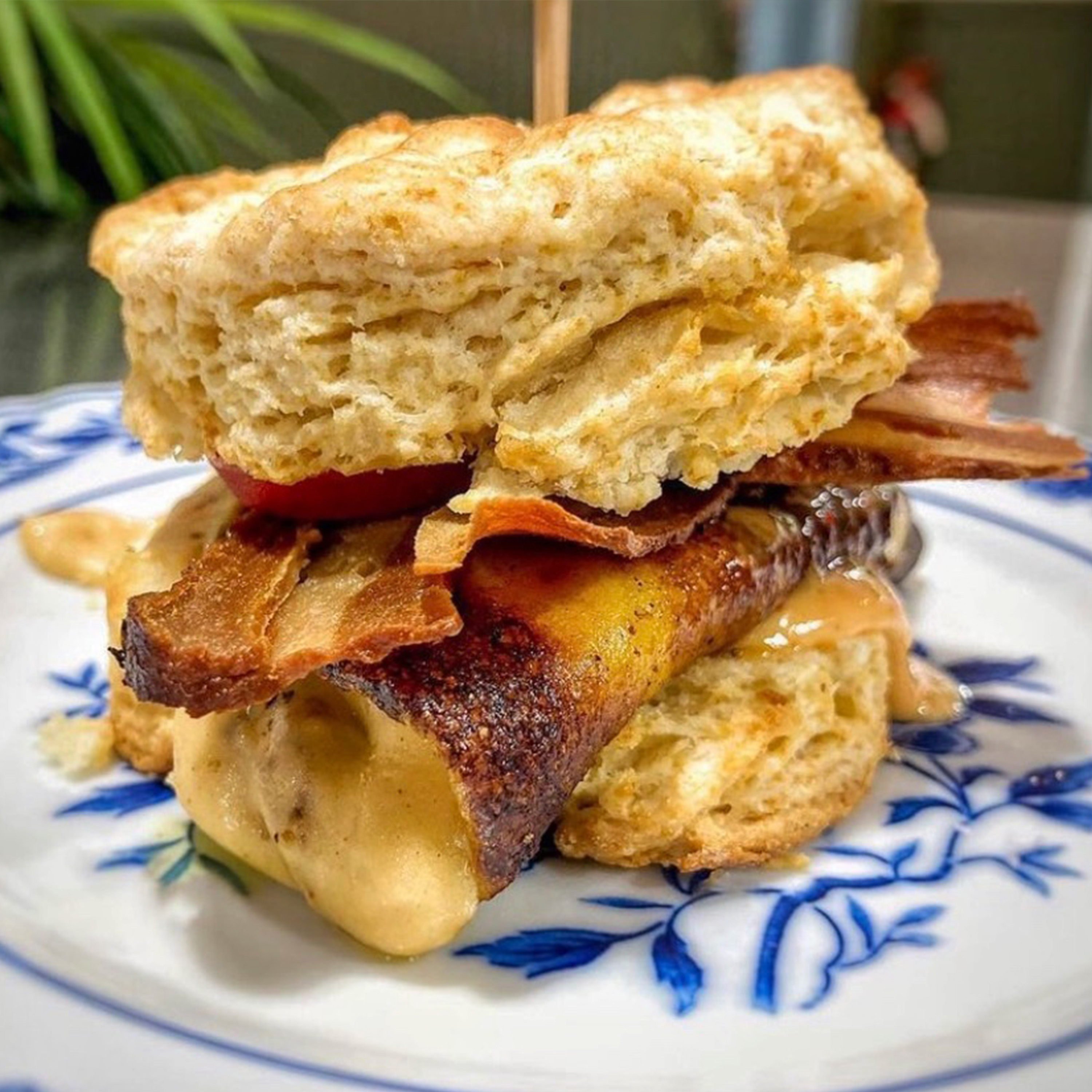 Order Egg, Cheese & Pork-Belly Bacon on Biscuit food online from Bubbie Plant Burgers store, Washington on bringmethat.com