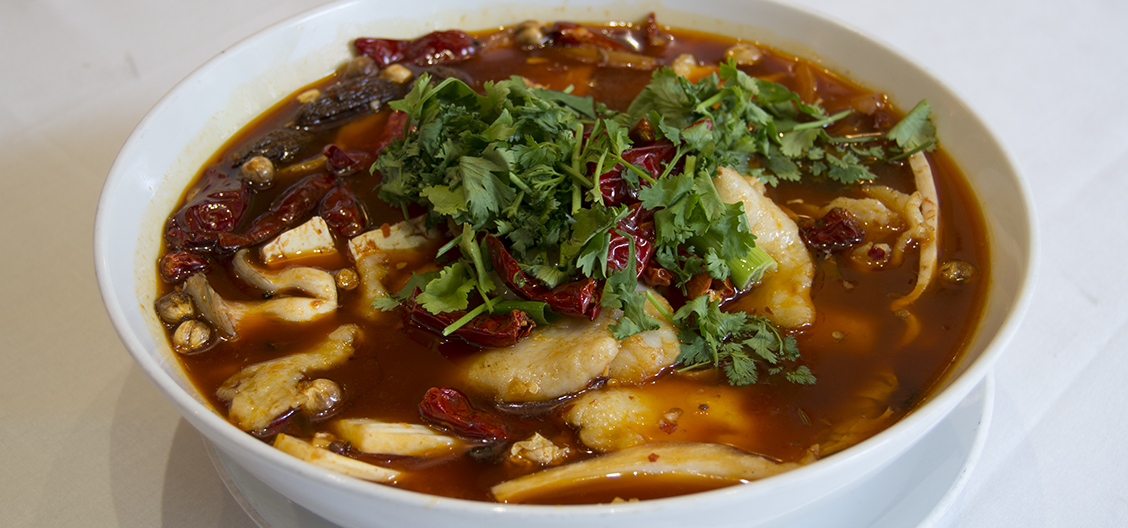 Order 125. Boiled Fresh Fish Fillet in Red Broth 江北水煮魚片 food online from Ollie's Sichuan store, New York on bringmethat.com