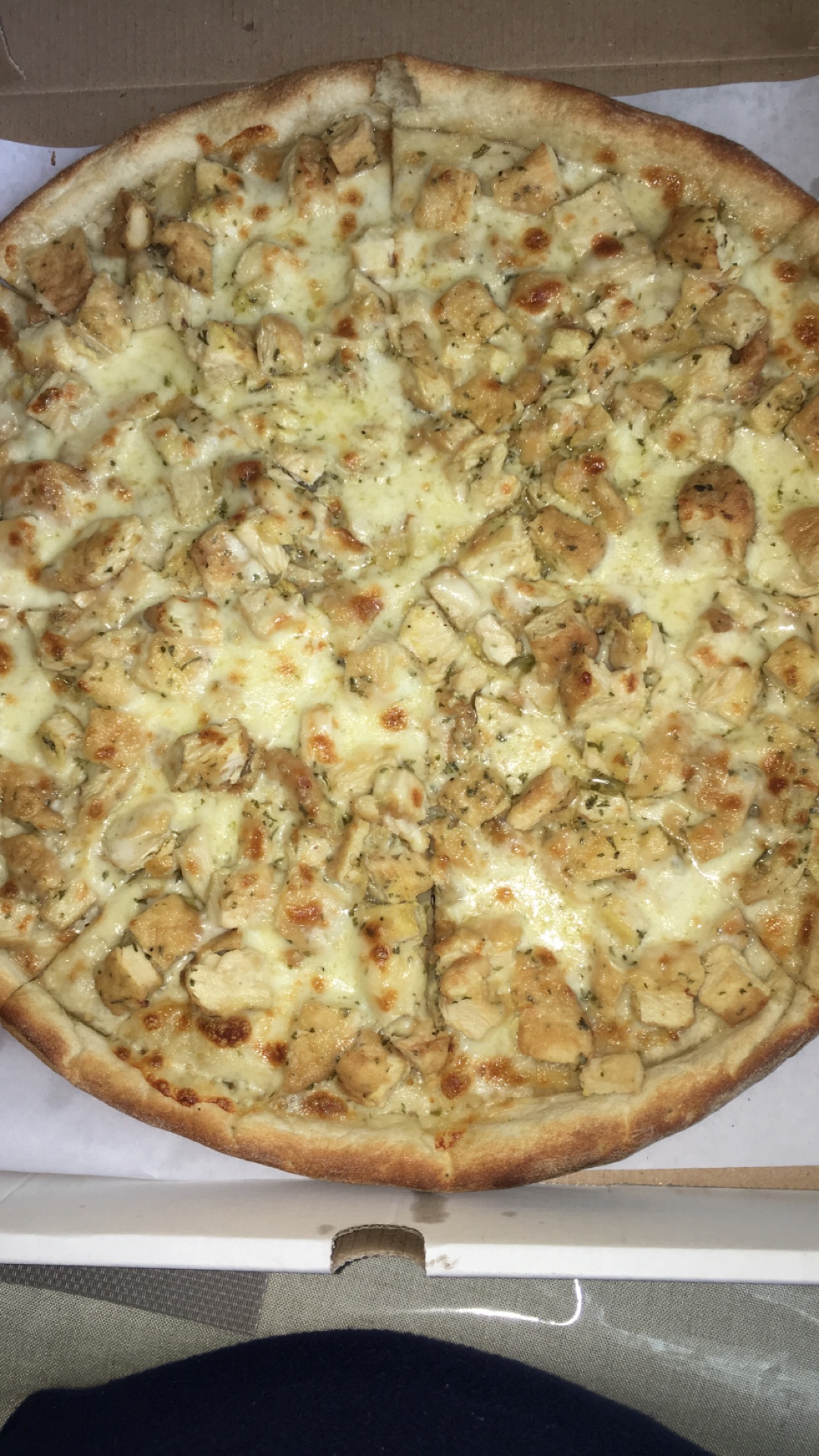 Order Chicken francaise pizza 18” food online from Di Carlo Pizzeria store, Westbury on bringmethat.com