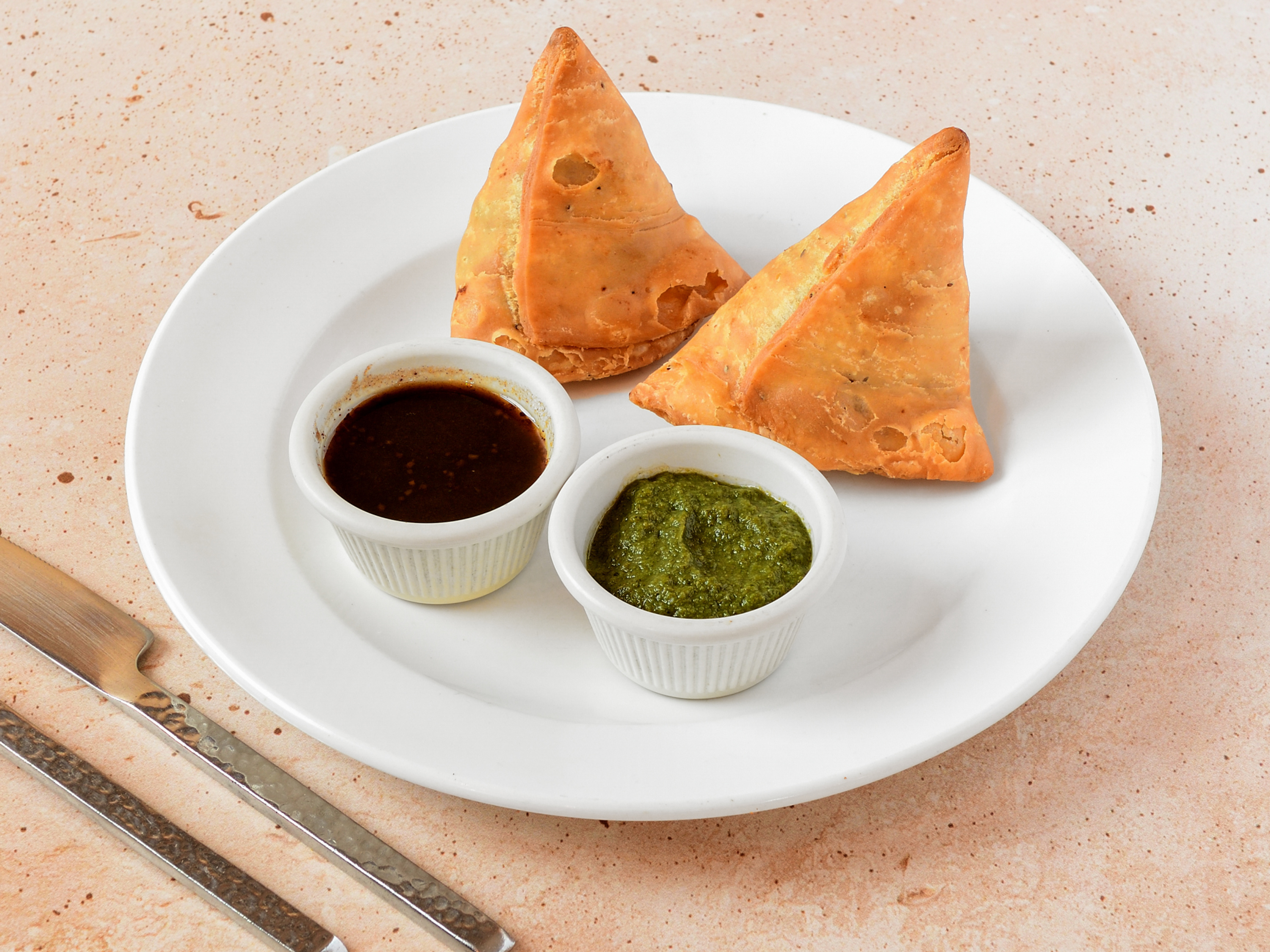 Order Vegetable Samosa(V)(2) food online from The Clay Oven Indian Restaurant store, Roxbury Township on bringmethat.com