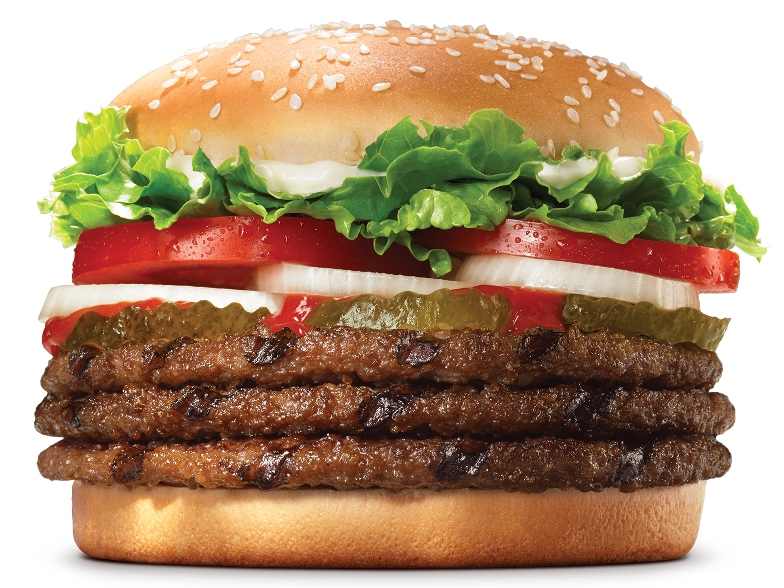 Order Triple WHOPPER® food online from Burger King store, Streamwood on bringmethat.com