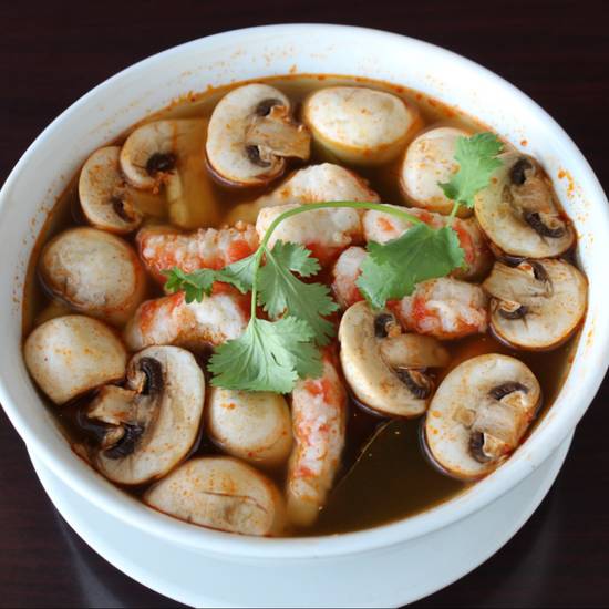Order Spicy Shrimp Soup food online from Green Leaves Vegan store, Los Angeles on bringmethat.com