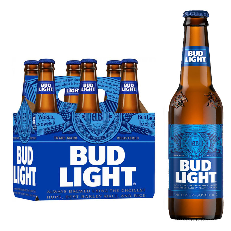 Order Bud Light Beer 4.2% ABV 6 Pack Bottle food online from Mirage Wine & Liquor store, Palm Springs on bringmethat.com