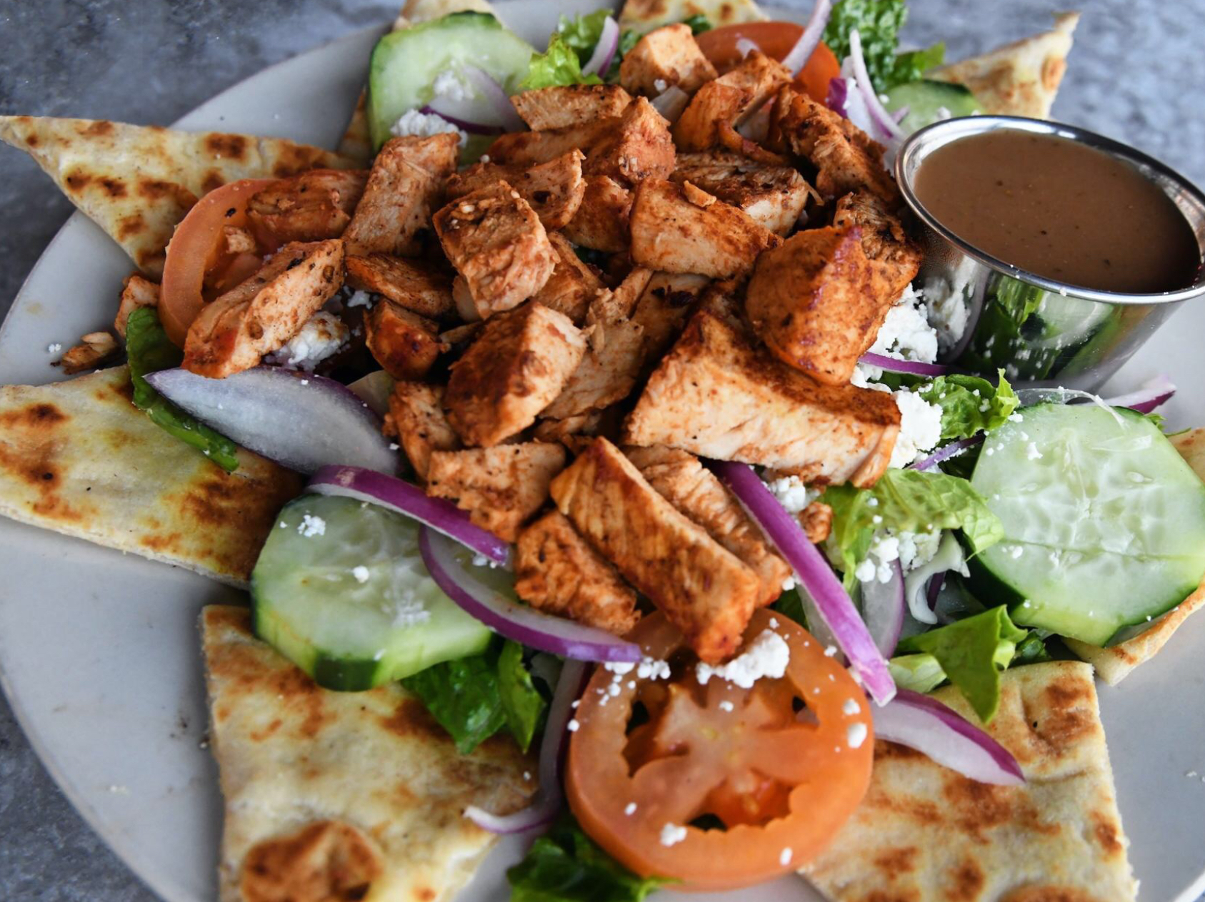 Order Aphrodisiac Greek Chicken Salad food online from Milano’s Pizzeria store, Mesa on bringmethat.com