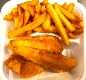 Order Flounder Fish with French Fries  food online from Moons Wings & Seafood store, Macon on bringmethat.com